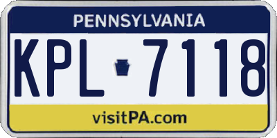 PA license plate KPL7118