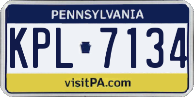 PA license plate KPL7134
