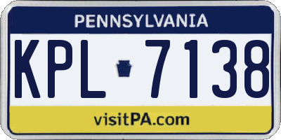 PA license plate KPL7138