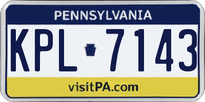 PA license plate KPL7143