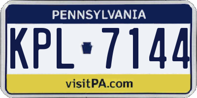 PA license plate KPL7144