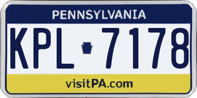 PA license plate KPL7178