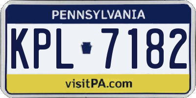 PA license plate KPL7182