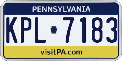 PA license plate KPL7183