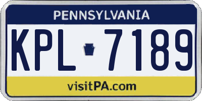 PA license plate KPL7189