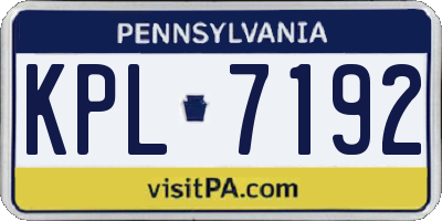 PA license plate KPL7192