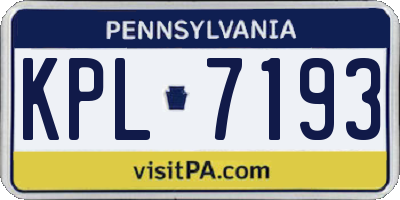 PA license plate KPL7193