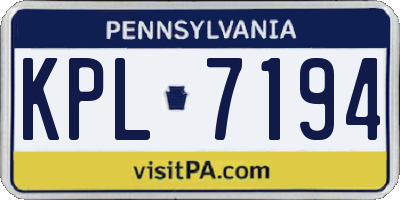 PA license plate KPL7194