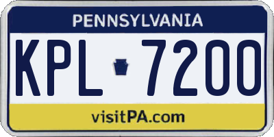 PA license plate KPL7200