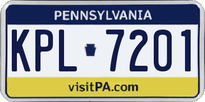 PA license plate KPL7201