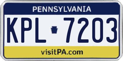 PA license plate KPL7203