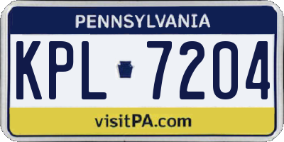 PA license plate KPL7204