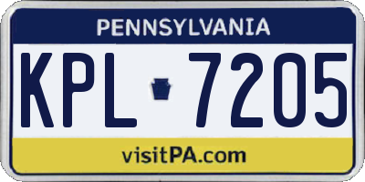 PA license plate KPL7205