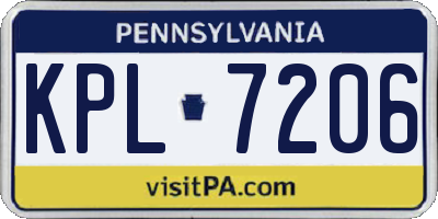 PA license plate KPL7206