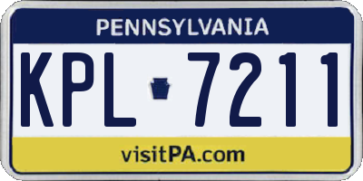 PA license plate KPL7211