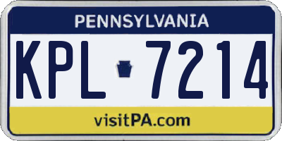 PA license plate KPL7214