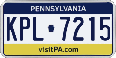 PA license plate KPL7215