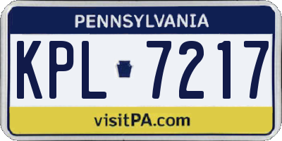 PA license plate KPL7217