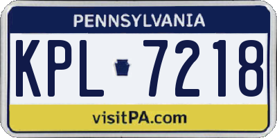 PA license plate KPL7218