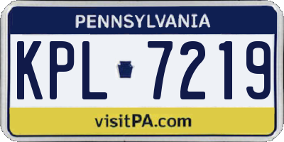 PA license plate KPL7219
