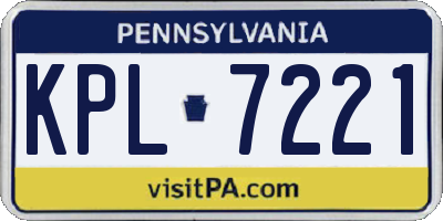 PA license plate KPL7221