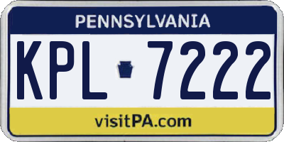 PA license plate KPL7222