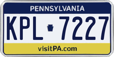 PA license plate KPL7227