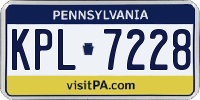 PA license plate KPL7228