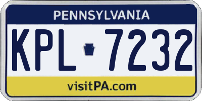 PA license plate KPL7232