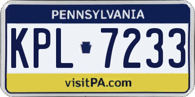 PA license plate KPL7233