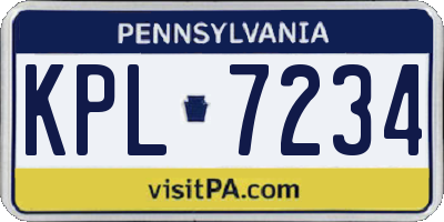 PA license plate KPL7234