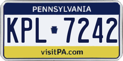 PA license plate KPL7242