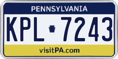 PA license plate KPL7243