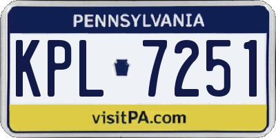 PA license plate KPL7251