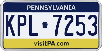 PA license plate KPL7253