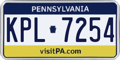 PA license plate KPL7254