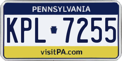 PA license plate KPL7255