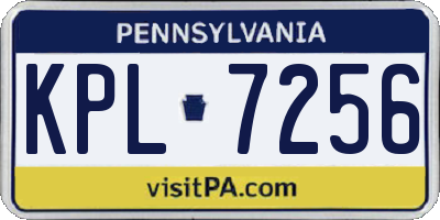 PA license plate KPL7256