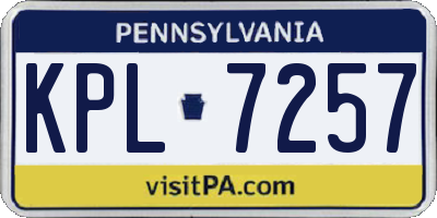 PA license plate KPL7257