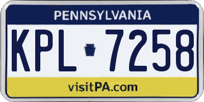 PA license plate KPL7258
