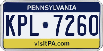 PA license plate KPL7260
