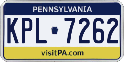 PA license plate KPL7262