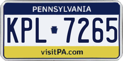 PA license plate KPL7265
