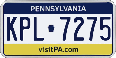 PA license plate KPL7275
