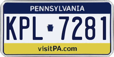 PA license plate KPL7281