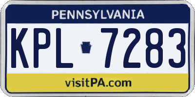PA license plate KPL7283