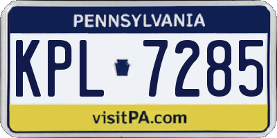PA license plate KPL7285