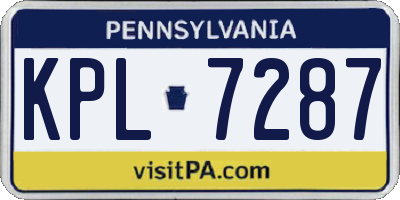 PA license plate KPL7287