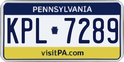 PA license plate KPL7289