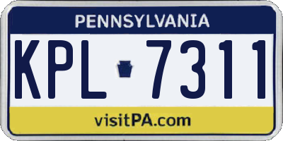PA license plate KPL7311